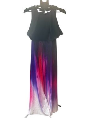 Black Maxi Dress with Purple-Pink Ombre Skirt